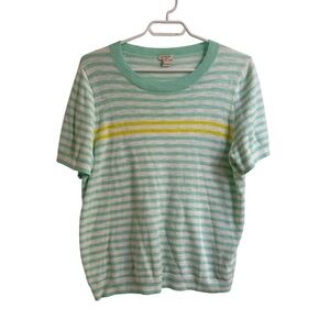J. Crew Striped Green and Yellow Knit Sweater Shirt